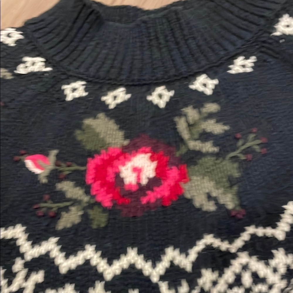 Northern Isles B. Moss Floral Patterned navy Sweater Large - Picture 3 of 6